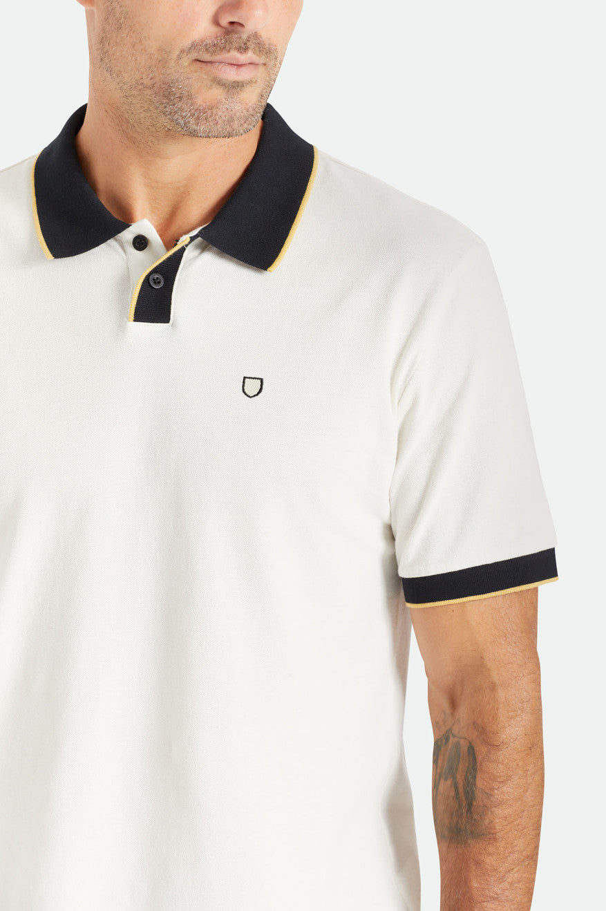 Brixton Proper S/S Polo Pleteniny Panske Biele Čierne | 560781YWI