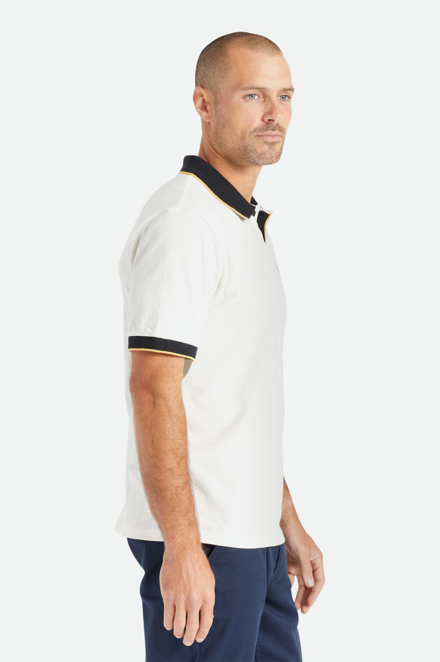 Brixton Proper S/S Polo Pleteniny Panske Biele Čierne | 560781YWI