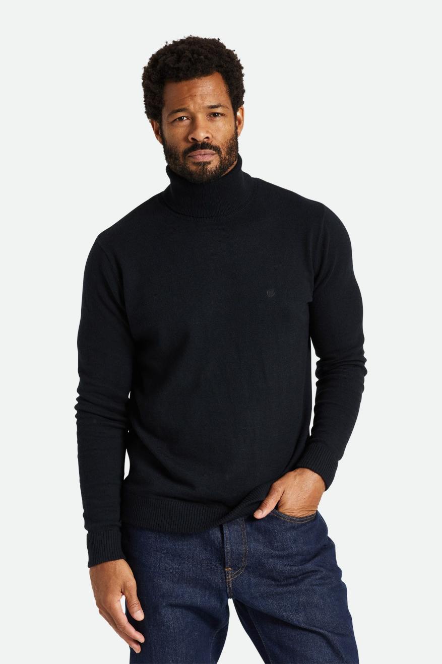 Brixton Reserve Cashmere L/S Turtleneck Pleteniny Panske Čierne | 132047ZIB